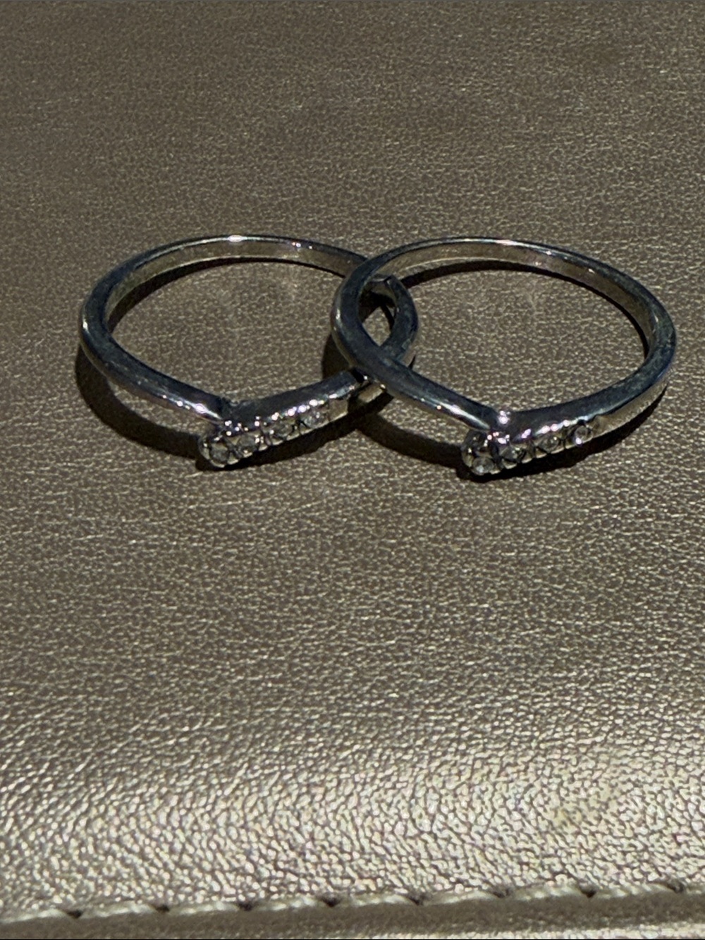 Stacked Silver Rings with Clear Crystal Bars